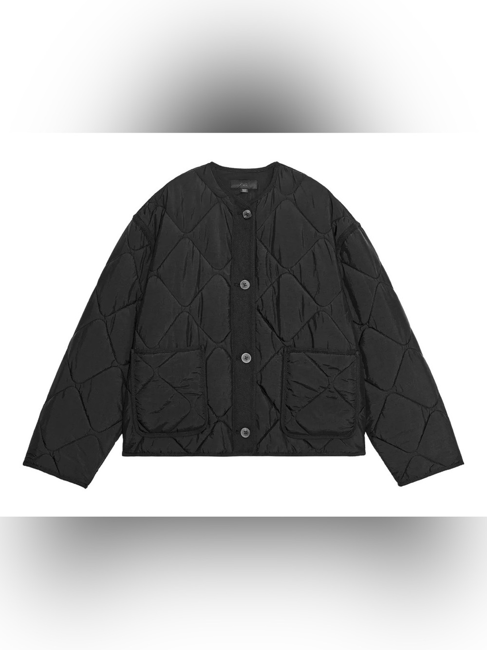 Zara Black Quilted Button-Front Puffer Jacket